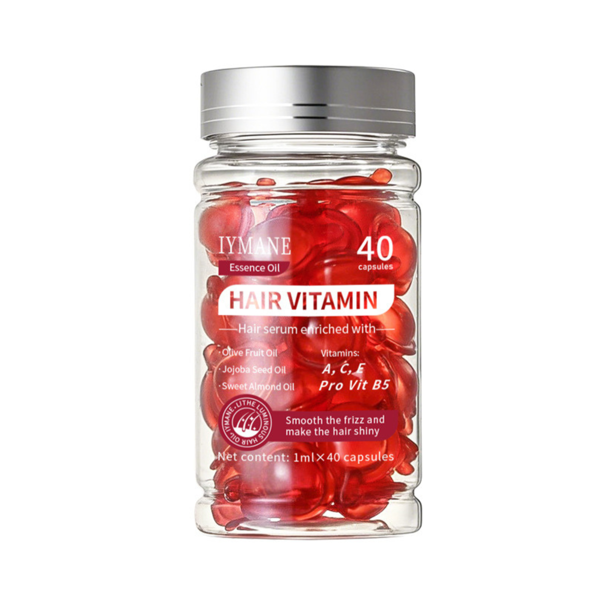 Hair Vitamin™ Cápsulas de aceite capilar reparación intensiva cabello dañado apariencia saludable y brillante mezcla premium de vitaminas y aceites.